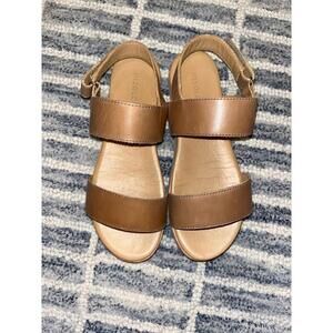 Nisolo Brown Leather Double-Strap Slingback Sandals